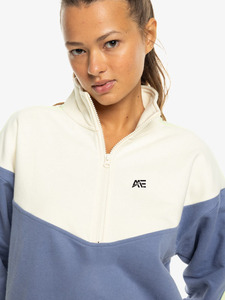 Sudadera con cremallera de un cuarto para mujer, de algodón polar, con bloques de color, corte holgado, al por mayor - Product Image 4