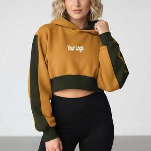 เสื้อฮู้ดครอปผู้หญิง แฟชั่นขนแกะ มีเชือกผูก แขนยาว เสื้อสเวตเชิ้ต เสื้อฮู้ดผู้หญิง - Product Image 1