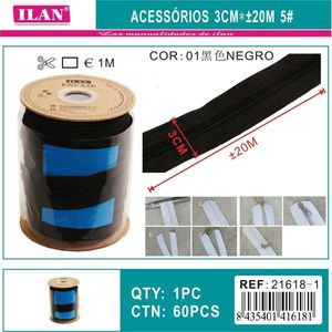 Cerniera Ilan 3Cm X 20M N. 5 Nera per Cucito e Artigianato - Product Image 3