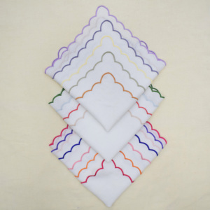 Decorative Linen Scallop <b>Edge</b> Napkin Premium Embroidered Linen Table Napkin for Wedding Party Restaurant Dining - Product Image 1