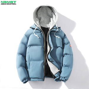 Modern Adjustable Drawstring Hood Puffer <b>Jacket</b> Men Casual Windproof <b>Padded</b> Bubble Outerwear Quilted Winter Coat - Product Image 1