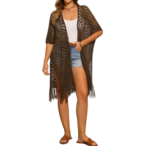 ชุดว่ายน้ำวันพีซชายหาดแขนระบาย คอวี ผ้าเนื้อนุ่ม ยืดหยุ่น ไหล่ระบาย ทรงเรียบง่าย สไตล์รีสอร์ท รับผลิตแบบ ODM OEM และสั่งทำพิเศษ - Product Image 2