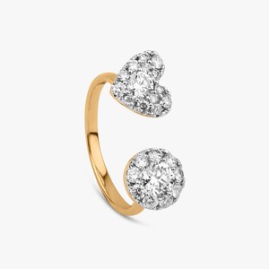 Anillo de compromiso Toi Et Moi con pavé abierto, banda apilable personalizada de oro macizo de 14k 18k con diamante redondo cultivado en laboratorio para mujer, venta al por mayor - Product Image 1