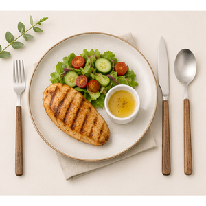 Ensemble de couverts de luxe en acier inoxydable avec manche en bois de noyer naturel, style moderne et minimaliste, pour hôtels et restaurants - Product Image 6