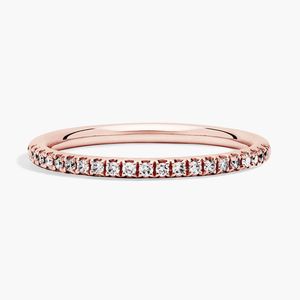 Anillo de Compromiso con Diamantes Cultivados en Laboratorio, Oro Rosa de 14K, Baño de Rodio, Banda Delgada Apilable, Certificado IGI, Aniversario de Bodas de Lujo - Product Image 1