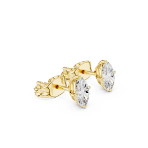 Boucles d'oreilles clous ovales en diamant Elara en or jaune 18 carats - Product Image 2