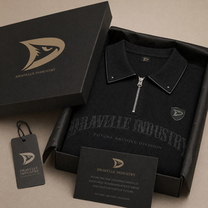 <b>Men</b>’s Charcoal Black Zip Polo Shirt, Y2K Streetwear Cotton Pique Tee, <b>Studded</b> Collar, Cropped Boxy Fit - Product Image 5