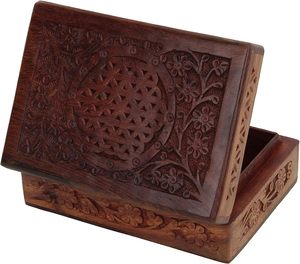 Boîtes à bijoux en bois faites à la main, universelles, pour femmes, avec des motifs complexes sculptés à la main, capacité personnalisée, modèle Uttar Pradesh - Product Image 6