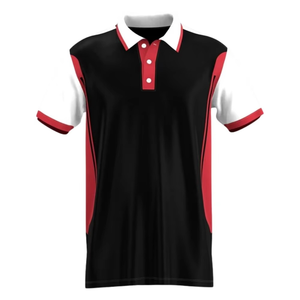 เสื้อโปโลแขนสั้นผู้ชาย สีดำ แดง ขาว แบบบล็อกสี แห้งเร็ว ผ้าถัก สไตล์ลำลอง - Product Image 1