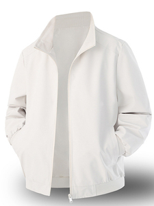 Men'<b>s</b> Single Breasted Finished Jacket Spring Zip-up Baseball Collar <b>Windbreaker</b> Custom Reflective Logo Blank Streetwear - Product Image 4