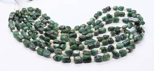 Perles de pierres précieuses naturelles en émeraude : Pépites lisses, Perles roulées de 5-7 mm, Perles à facettes de 16 pouces, Vente en gros - Product Image 4