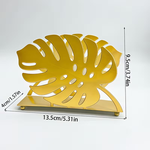 Porte-serviettes en forme de feuille de Monstera dorée, support à papier en métal en forme de feuille tropicale, organisateur de table à manger décoratif, cuisine, restaurant - Product Image 2