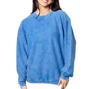 Custom Unisex Pullover Sweatshirt Crewneck Embroidered Plain Crew Neck Corduroy Hoodies Sweatshirt Acid <b>Washed</b> for Women - Product Image 6