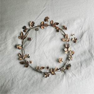 <b>Vintage</b> Metal Floral Wall Wreath Boho Gold Leaf Iron Flower Garland Hanging <b>Ornament</b> for Wedding Party Home Christmas Decor - Product Image 1