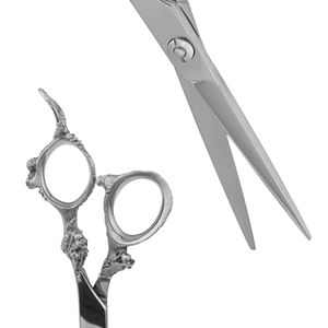 Tijeras de peluquería profesionales de alta calidad para diestros, con hoja recta de acero inoxidable, mango de acero y punta roma, hoja ancha Stahlmann Pro - Product Image 5