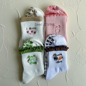 OEM Cute Patterns Embroidery Pilates <b>Socks</b> Decorative Cuff Anti-slip Grip <b>Socks</b> Multi Color Durable Grip for Reformer Studio - Product Image 2