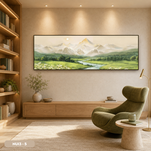 Pintura de Paisaje de Montaña y Bosque de Primera Calidad, Arte de Pared en Seda, Decoración de Arte Hecho a Mano de Lujo, Modelo NUI3-5, OEM ODM Vietnam - Product Image 5
