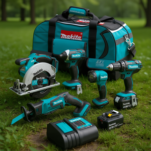 18V Cordless Power <b>Tool</b> Combo Kit 5 Piece Lithium Ion Heavy Duty Construction <b>Set</b> - Product Image 3