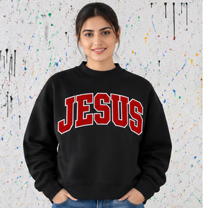 Suéter de cuello alto azul con estampado de letras de Jesús, personalizado, estilo griego, para fraternidad, 100% algodón, para uso en el campus universitario, de marca privada, tejido. - Product Image 3