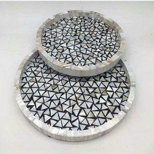 Bandeja de diseño único con incrustaciones de nácar, bandeja de servir de nácar, bandeja de MDF, bandejas decorativas, bandeja de resina a un precio muy razonable. - Product Image 1