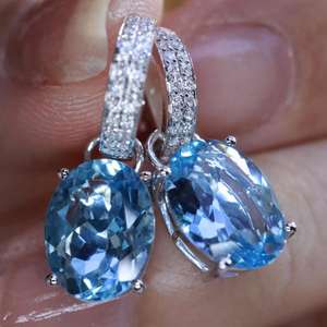 Exclusivos Pendientes de Aguamarina Natural Santa María con Incrustaciones, Hechos a Mano, Joyería Fina Personalizada, Regalo Elegante y Lujoso para Mujer - Product Image 6