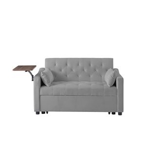 Divano Letto in Velluto Grigio - Product Image 4