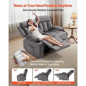 Sofá Reclinable Eléctrico de Terciopelo Suave con Calefacción, Masaje, Portavasos y Puerto USB, Asiento Confortable para el Hogar - Product Image 2