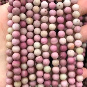 Cuentas de Rodonita Mate, Cuentas Redondas de Piedra Preciosa Natural para la Fabricación de Joyas y Manualidades DIY - Product Image 1