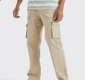 Pantalon cargo kaki pour homme, coupe droite, plusieurs poches, décontracté, taille élastique, en toile respirante, style printemps - Product Image 1