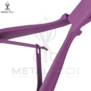 Pince à presser pour extensions capillaires adhésives violettes mates, mâchoires en silicone souple, cadre ergonomique à double ressort, pince de salon pour bandes adhésives - Product Image 5