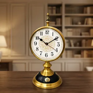 Horloge de table victorienne en laiton avec design inspiré de Londres, horloge de bureau ronde antique, horloge décorative vintage pour la maison ou le bureau - Product Image 4