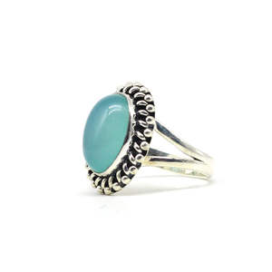 Anillo de Calcedonia Azul Natural con Engaste de Plata de Ley 925, Joyería Moderna y Elegante para Mujer, Venta al Por Mayor - Product Image 1