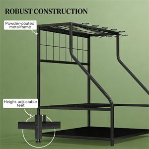 Porta Attrezzi da Giardino a 3 Ripiani Blu per Conservazione Utensili - Product Image 3