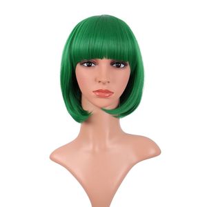 Parrucca Bob corta con frangia dritta da 12 pollici/30 cm Fashion Lady in verde - Product Image 1