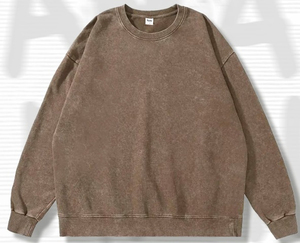 Sweat-shirt oversize professionnel pour femme, col rond, manches longues, délavé à l'acide, style vintage décontracté, avec badge personnalisé sur le devant - Product Image 3