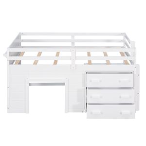 Letto a soppalco singolo con armadio bianco e mensola per bambini (vecchio SKU LP000501AAK) - Product Image 4