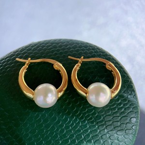 Boucles d'oreilles en or 14 carats AOKYA8-8.5MM avec perle de mer blanche, design circulaire, collection de luxe japonaise - Product Image 2