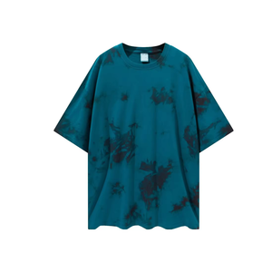 Men's Oversized <b>Tie</b>-Dye Short Sleeve T-Shirt <b>Knitted</b> O-Neck Casual Style - Product Image 3