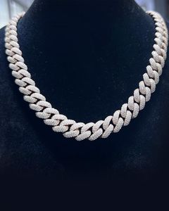 สร้อยคอฮิปฮอปแบบ Cuban Link ชุบทองคำสีกุหลาบ เงินแท้ 925 ประดับโมอิสซาไนต์ ดีไซน์ทันสมัยสำหรับทุกเพศ ได้รับการรับรองจากผู้ที่ไม่ใช่ฝ่ายใด - Product Image 1