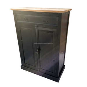 2024 meubles de salon faits à la main de qualité supérieure armoire en bois industriel noir avec 2 portes élégantes 1 tiroir de rangement pour hôtels - Product Image 3