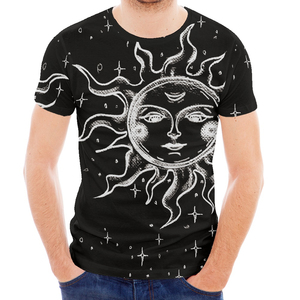 Men's Black <b>100</b>% <b>Polyester</b> Sublimation T-<b>Shirt</b> Front Logo Short Sleeve O-Neck Casual Regular Fit Quick Dry Anti-Pilling - Product Image 2