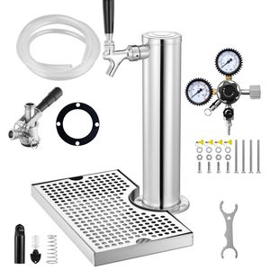 Dispenser per Birra a Torre Singola in Acciaio Inossidabile con Doppio Manometro CGA320, Kit di Conversione per Kegerator Domestico - Product Image 1