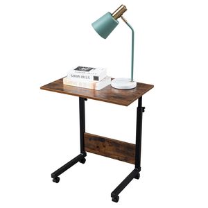 Supporto per Laptop con Ruote e Altezza Regolabile, Tavolino Laterale in Truciolato e Acciaio con Pannello Divisorio - Product Image 3