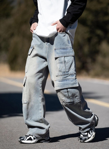 Jeans casuales de mezclilla suave de cintura alta para hombre, corte atlético, rectos, ajustados, holgados, de alta calidad. - Product Image 2