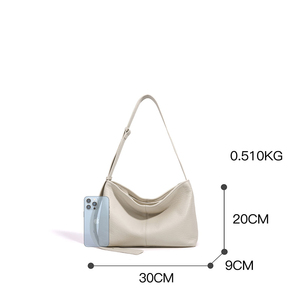Bolso Hobo Minimalista de Cuero Genuino para Mujer, Textura Suave, Correa de Hombro Única, Parte Superior Abierta, Uso Diario - Product Image 2