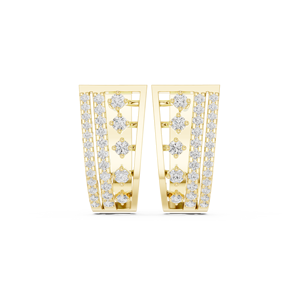 Pendientes de Aro Bali con Circonitas en Cascada, Plata de Ley 925 Chapada en Oro de 18K, Joyería de Lujo para Mujer - Product Image 3
