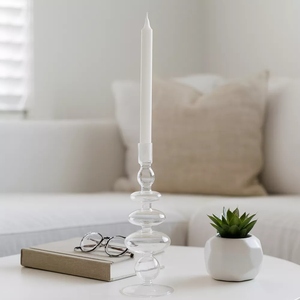 Porte-bougie en verre design moderne, bougeoir décoratif en verre, options de personnalisation pour la décoration de table - Product Image 4