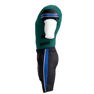 Uniforme de football américain pour homme, col en V, manches courtes, rayures vertes, noires et bleues, tissu respirant, coupe ajustée, pour entraînement et matchs - Product Image 2