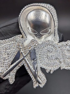 Colgante de Esqueleto con Cristales de Estrás, Microincrustaciones de Moissanita, Plata 925, Estilo Punk, Unisex - Product Image 4