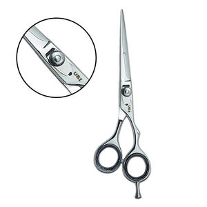 Ciseaux à cheveux droits réglables UBI de 6 pouces pour droitiers |   Ciseaux professionnels à manche moyen en acier au carbone VG10 et acier inoxydable - Product Image 3